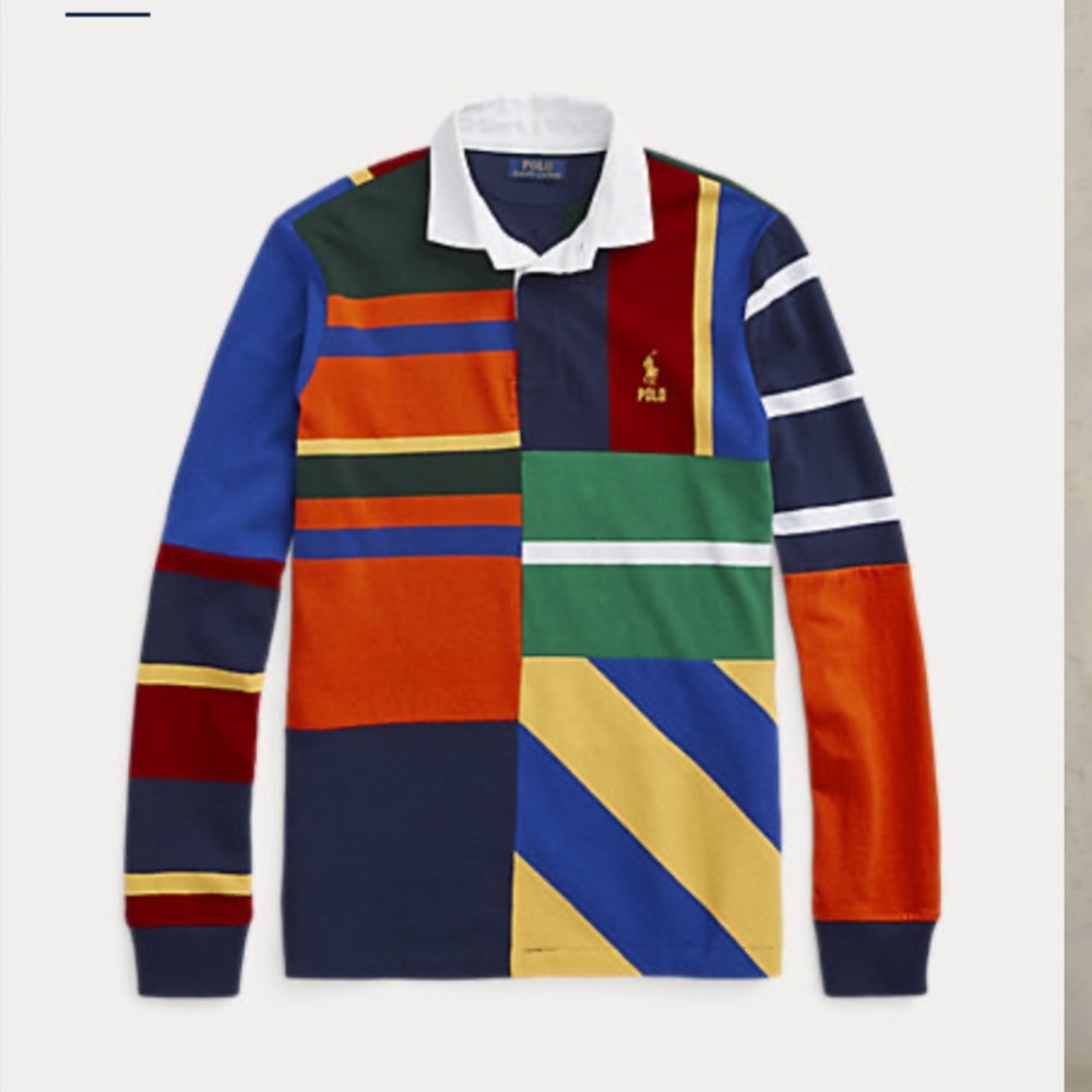 NWT Polo Ralph Lauren Classic Fit Patchwork Rugby Shirt - Picture 1 of 5